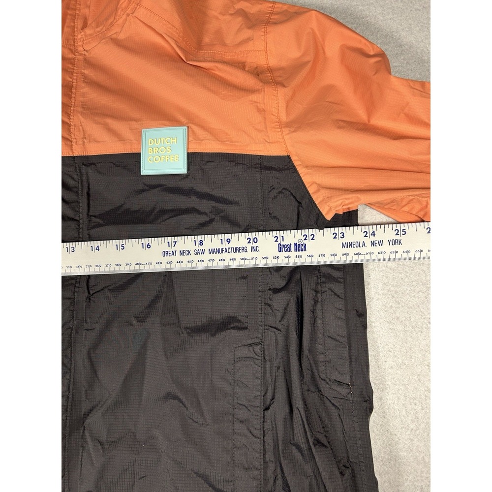 DUTCH BROS COFFEE Hooded Windbreaker Jacket Coat LARGE peach/black Zipper - Picture 5 of 7